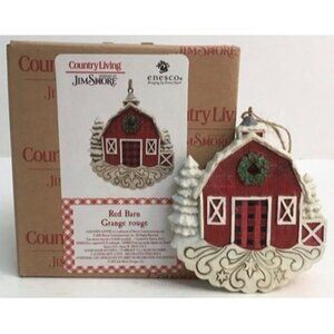 Jim Shore Country Living Red Barn with Buffalo Plaid Ornament 6011745 NEW